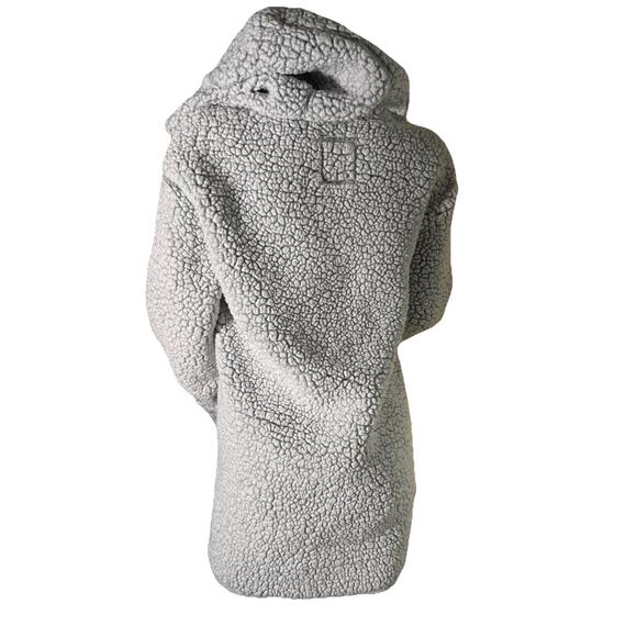 Victoria Secret PINK Sherpa Cardigan M/L Open Jacket Hoodie Gray Cozy Warm - Picture 5 of 7